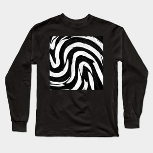 Hexa Wave (simplified) - Black and White Long Sleeve T-Shirt